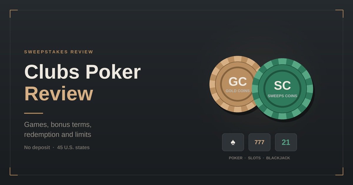 Clubs Poker Review: Sweepstakes Poker and Casino Games